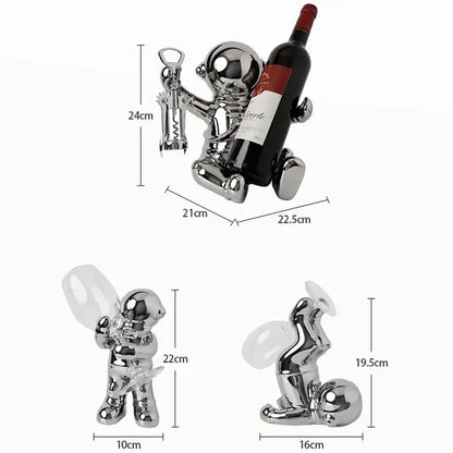 White ceramic astronaut wine rack dining room figurine
