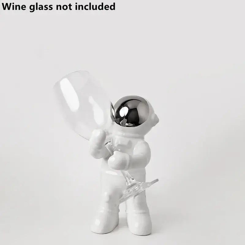 White ceramic astronaut wine rack dining room figurine