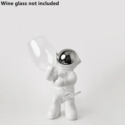 White ceramic astronaut wine rack dining room figurine