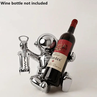 White ceramic astronaut wine rack dining room figurine