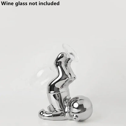 White ceramic astronaut wine rack dining room figurine