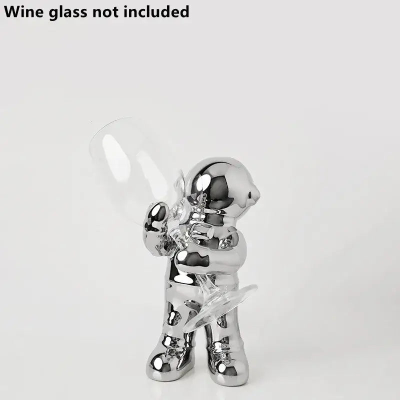 White ceramic astronaut wine rack dining room figurine