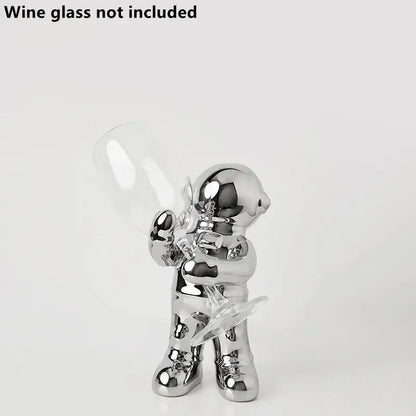 White ceramic astronaut wine rack dining room figurine