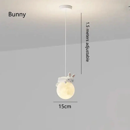 Whimsical white & gold astronaut chandelier bedroom pendant light