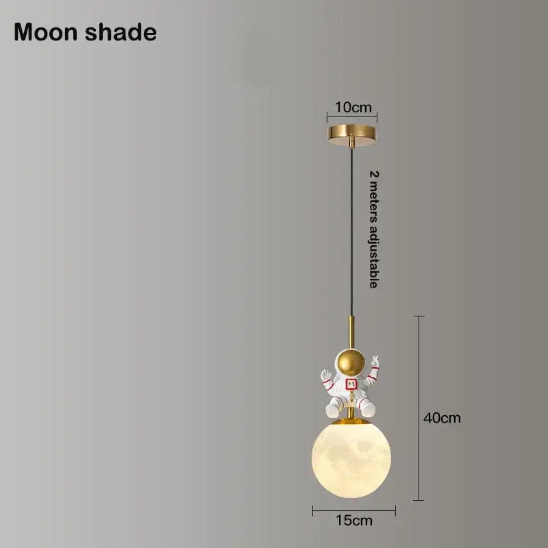 Whimsical white & gold astronaut chandelier bedroom pendant light