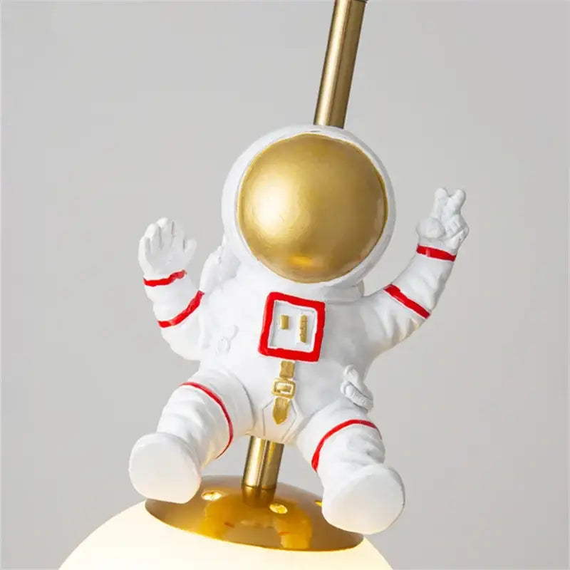Whimsical white & gold astronaut chandelier bedroom pendant light