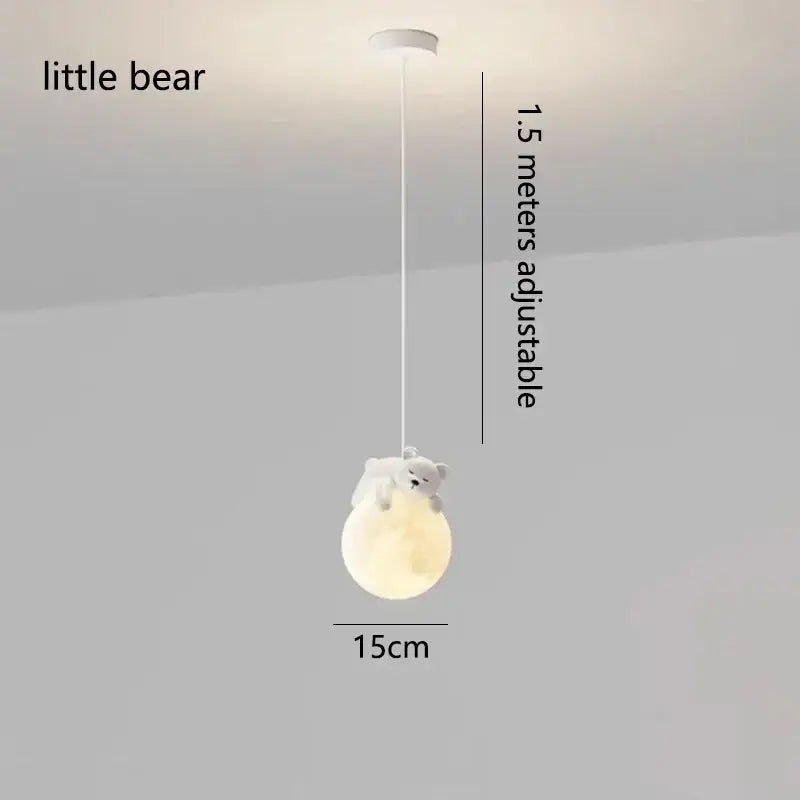 Whimsical white & gold astronaut chandelier bedroom pendant light
