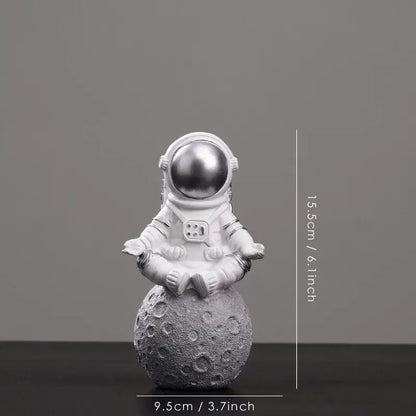 Modern white and gold astronaut figurines bedroom spaceman decor