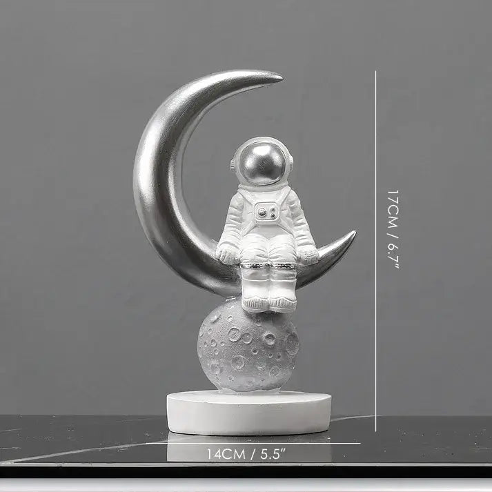 Modern white and gold astronaut figurines bedroom spaceman decor