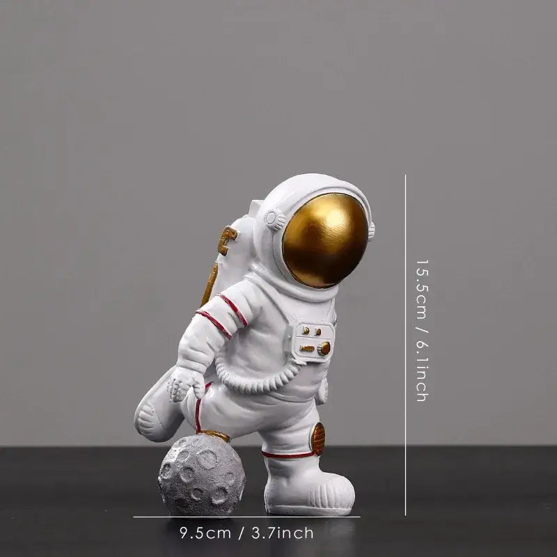 Modern white and gold astronaut figurines bedroom spaceman decor