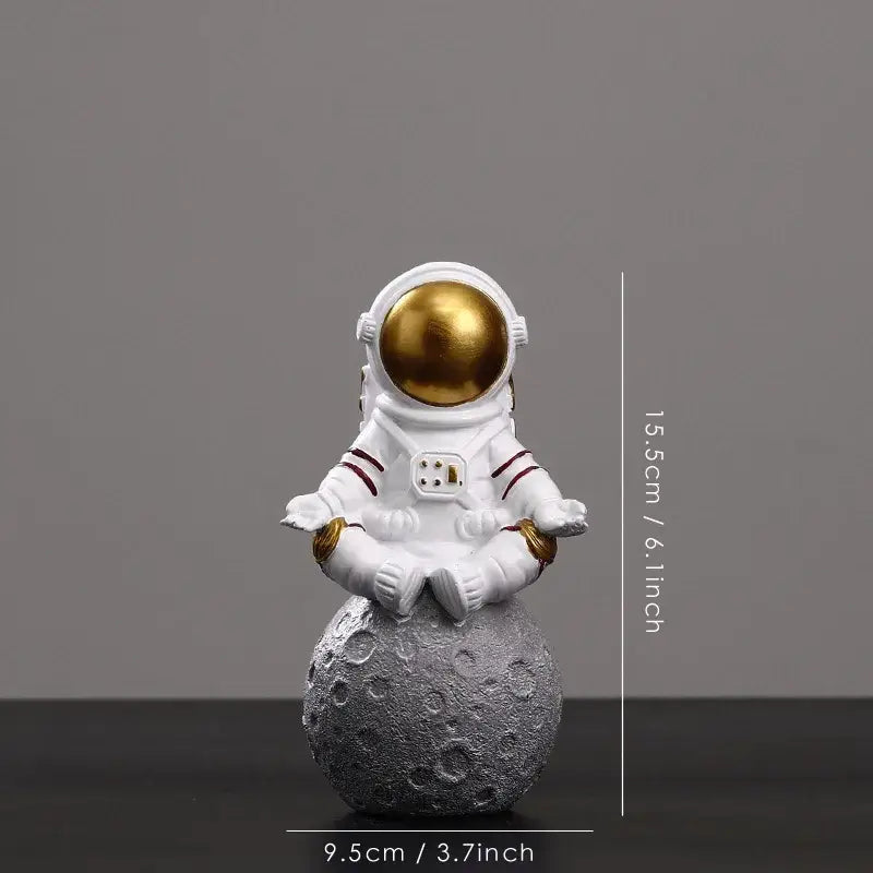 Modern white and gold astronaut figurines bedroom spaceman decor
