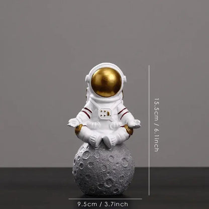 Modern white and gold astronaut figurines bedroom spaceman decor