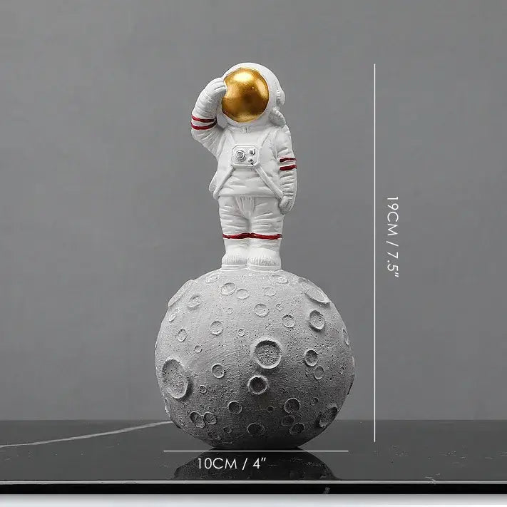 Modern white and gold astronaut figurines bedroom spaceman decor