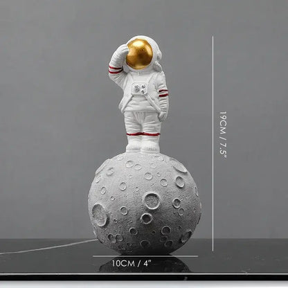 Modern white and gold astronaut figurines bedroom spaceman decor