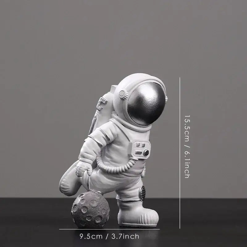 Modern white and gold astronaut figurines bedroom spaceman decor