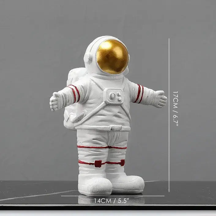 Modern white and gold astronaut figurines bedroom spaceman decor