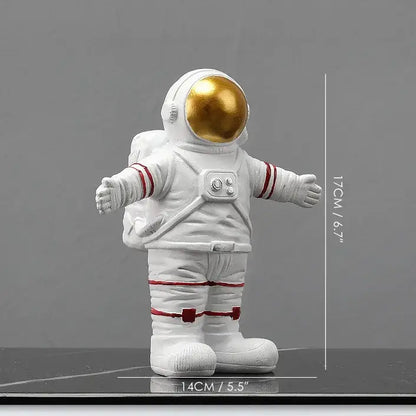 Modern white and gold astronaut figurines bedroom spaceman decor