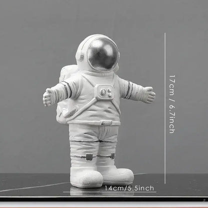 Modern white and gold astronaut figurines bedroom spaceman decor