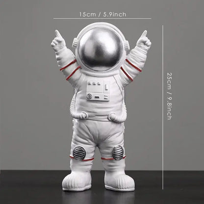 Modern white and gold astronaut figurines bedroom spaceman decor