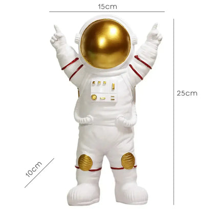 Modern white and gold astronaut figurines bedroom spaceman decor