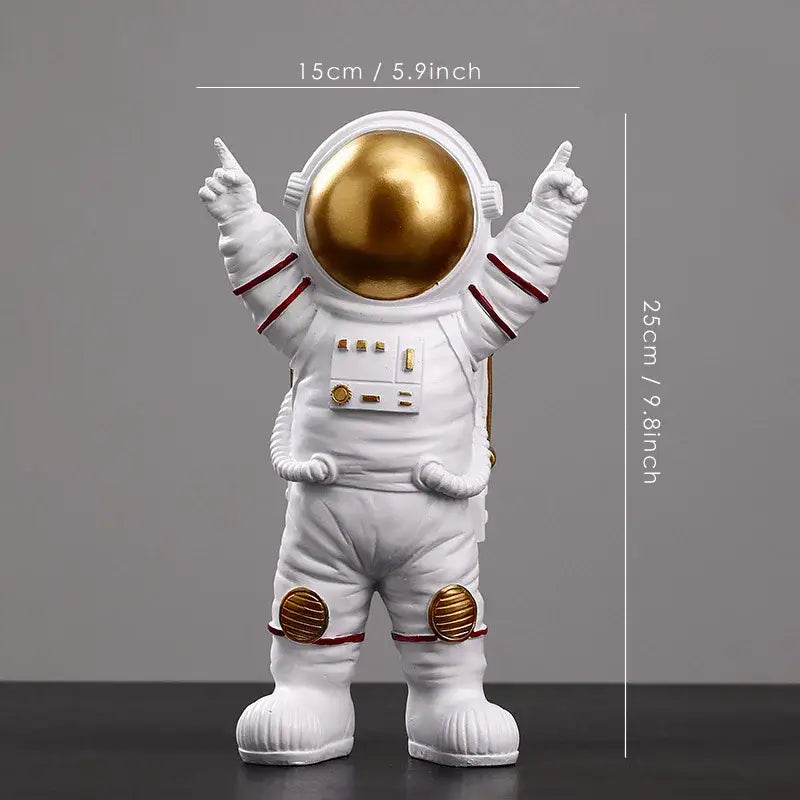 Modern white and gold astronaut figurines bedroom spaceman decor