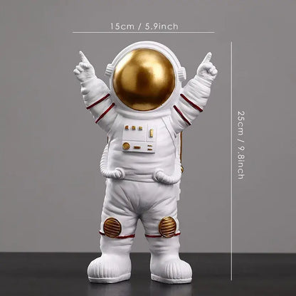 Modern white and gold astronaut figurines bedroom spaceman decor