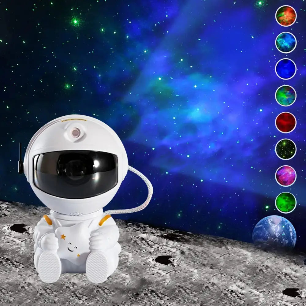 White and yellow astronaut galaxy starry sky night light bedroom projector