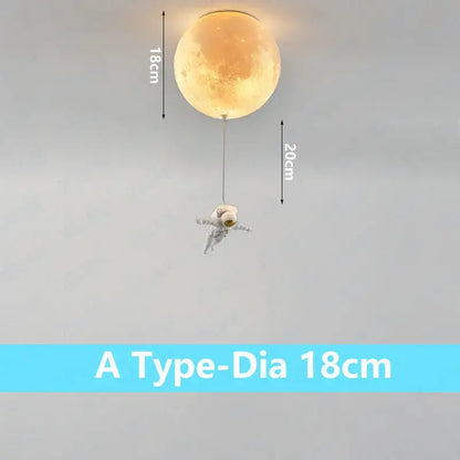 Astronaut moon globe ceiling light for kids bedroom
