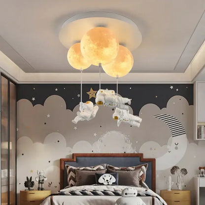Astronaut moon globe ceiling light for kids bedroom
