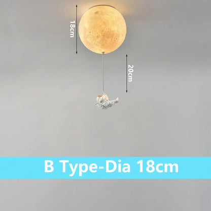 Astronaut moon globe ceiling light for kids bedroom