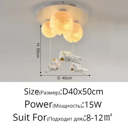 Astronaut moon globe ceiling light for kids bedroom