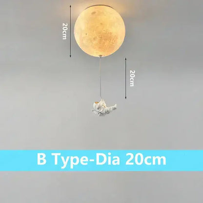 Astronaut moon globe ceiling light for kids bedroom