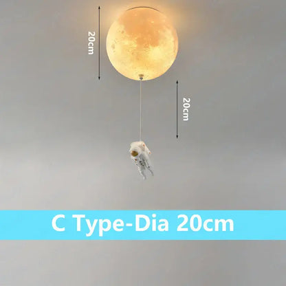 Astronaut moon globe ceiling light for kids bedroom
