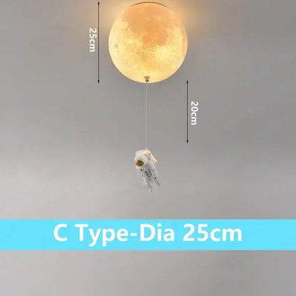 Astronaut moon globe ceiling light for kids bedroom