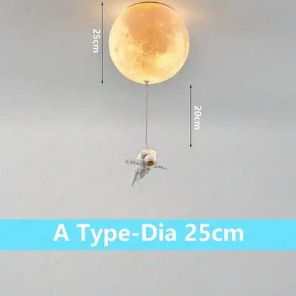 Astronaut moon globe ceiling light for kids bedroom