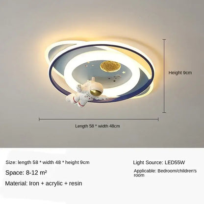 Modern blue & white astronaut kids bedroom ceiling light