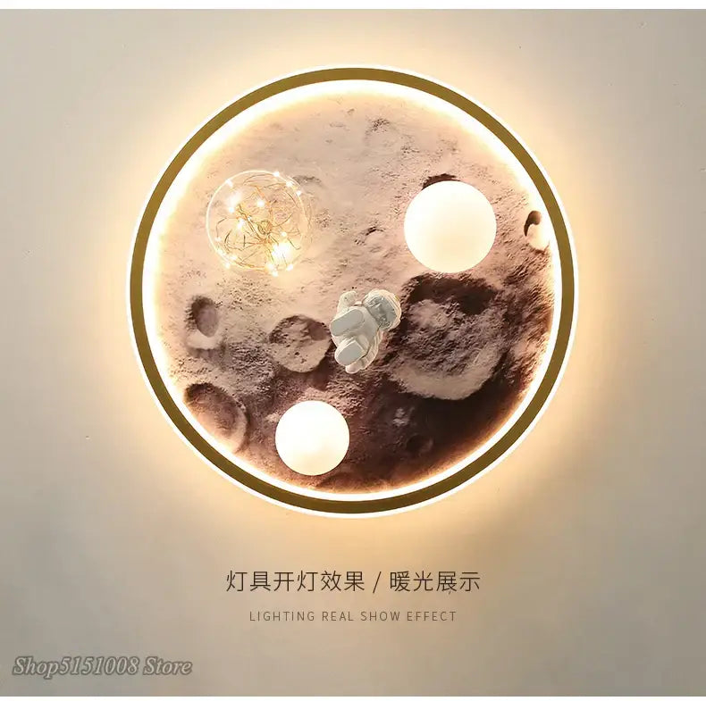 Astronaut gold led ceiling light for kids bedroom