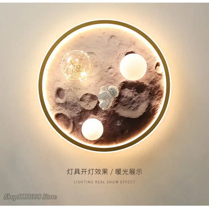 Astronaut gold led ceiling light for kids bedroom