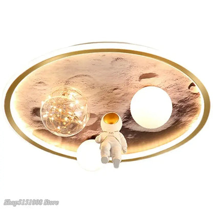 Astronaut gold led ceiling light for kids bedroom