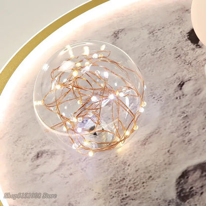 Astronaut gold led ceiling light for kids bedroom