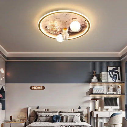 Astronaut gold led ceiling light for kids bedroom