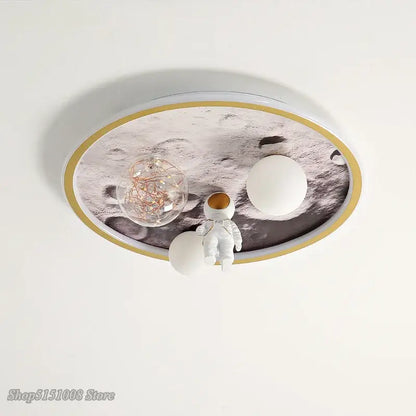 Astronaut gold led ceiling light for kids bedroom