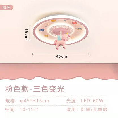 Pink unicorn led ceiling light for kids bedroom celestial design