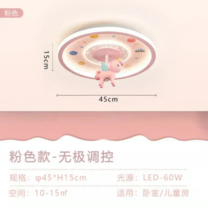 Pink unicorn led ceiling light for kids bedroom celestial design