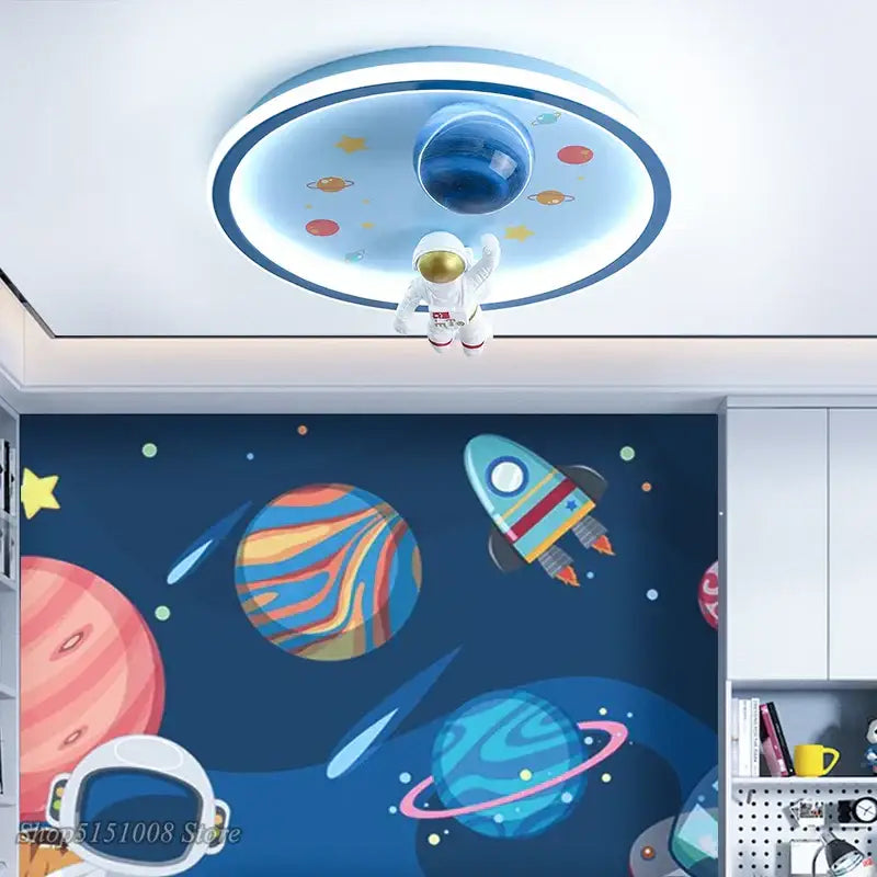 Astronaut space theme led ceiling lights for kids bedroom