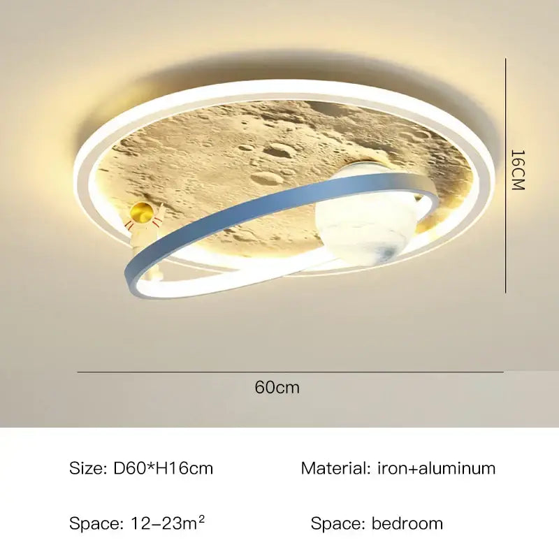 astronaut led chandelier blue & gold children's bedroom light