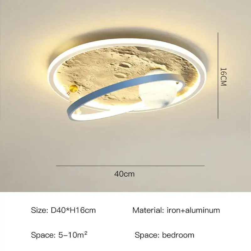 astronaut led chandelier blue & gold children's bedroom light