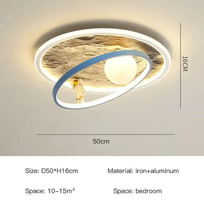 astronaut led chandelier blue & gold children's bedroom light
