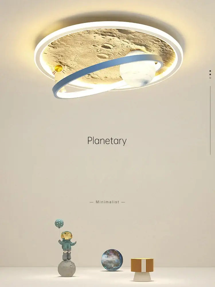 astronaut led chandelier blue & gold children's bedroom light
