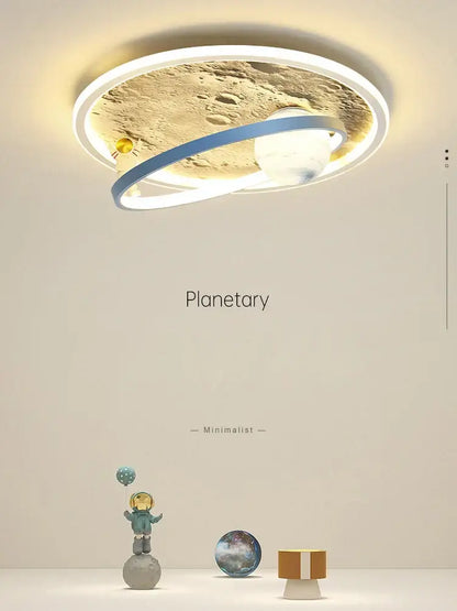 astronaut led chandelier blue & gold children's bedroom light